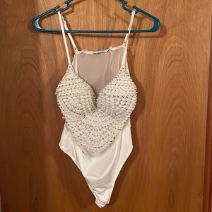 Embroidered White Bodysuit